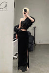 OUDE WAAG Core Velvet New Jet Sleeping skirt OW-23SS-SK05 Black